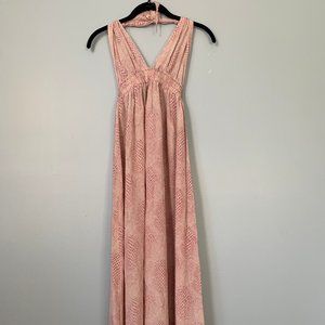 Love Shack Fancy Pink Snake Skin Halter Dress